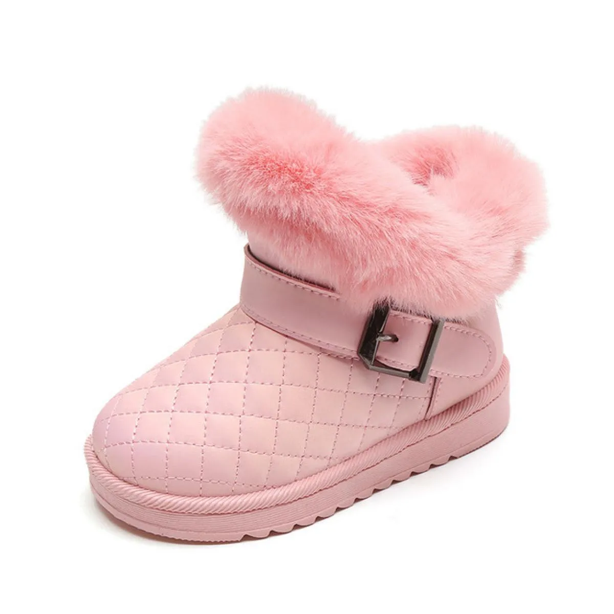 Stivali da neve per ragazze Stivali invernali caldi in peluche antiscivolo per bambini Stivaletti scozzesi Comfort Scarpe da bam