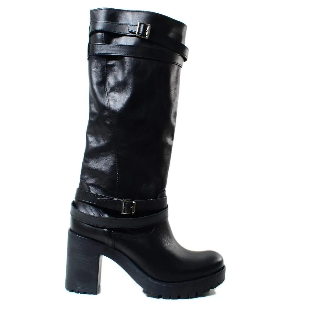Stivali Donna in Pelle Neri con Cavigliera Made in Italy
