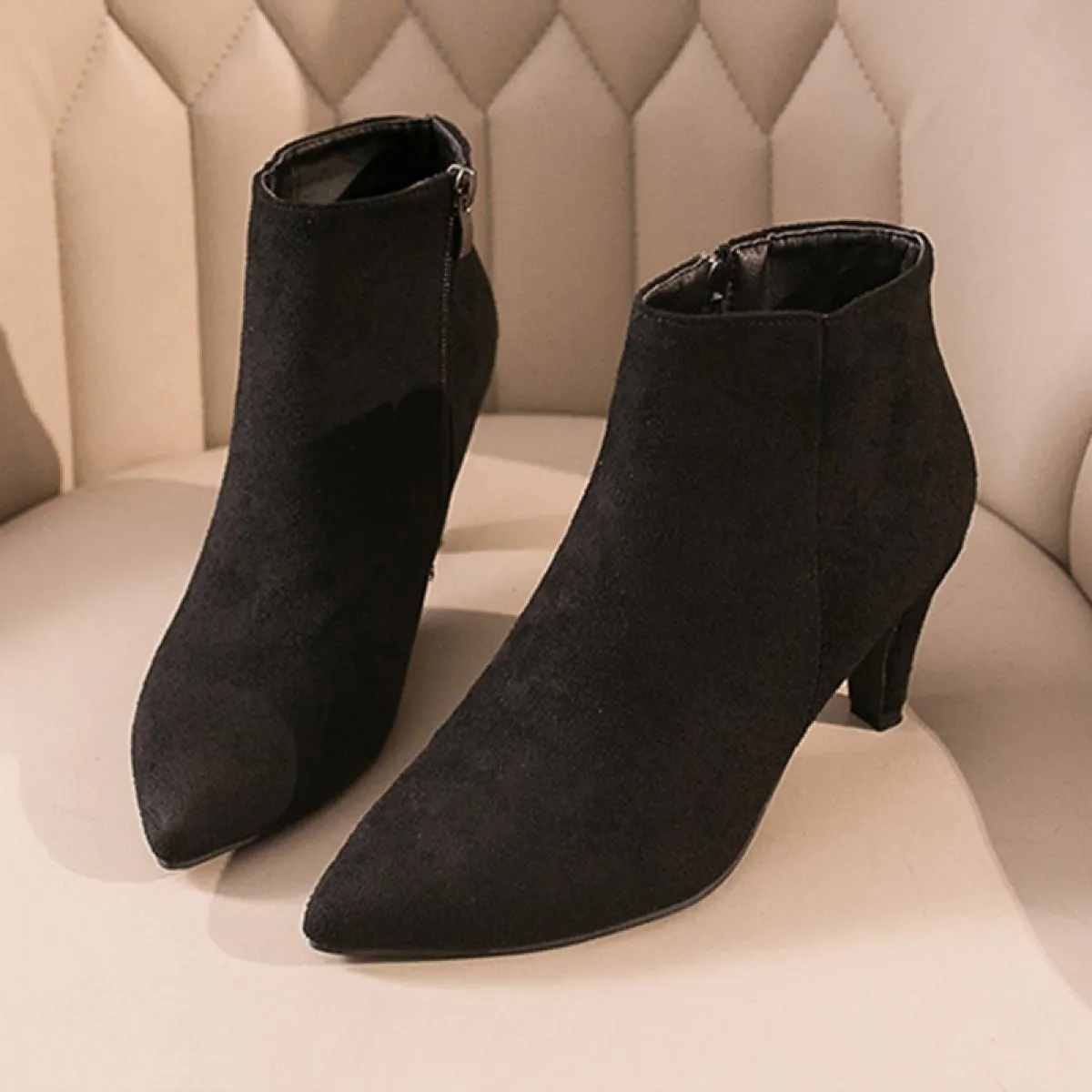 Stivali Donna Stivaletti autunnali Tacchi alti 7 cm Leopardo Stivali invernali corti da donna Scarpe per adulti femminili Scarpe