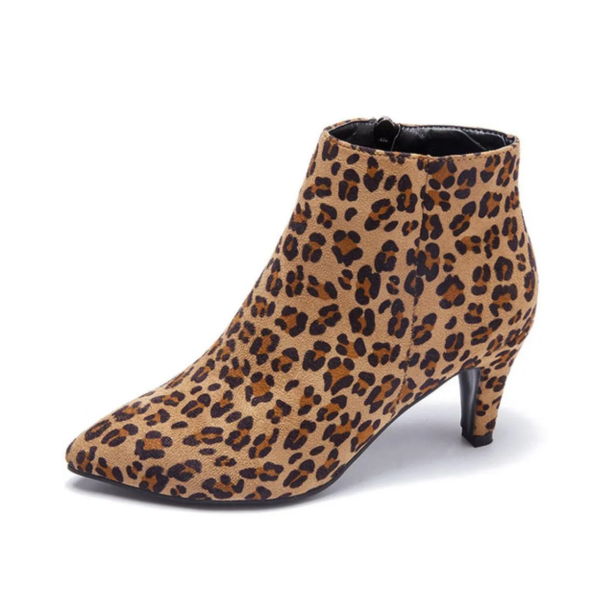 Stivali Donna Stivaletti autunnali Tacchi alti 7 cm Leopardo Stivali invernali corti da donna Scarpe per adulti femminili Scarpe