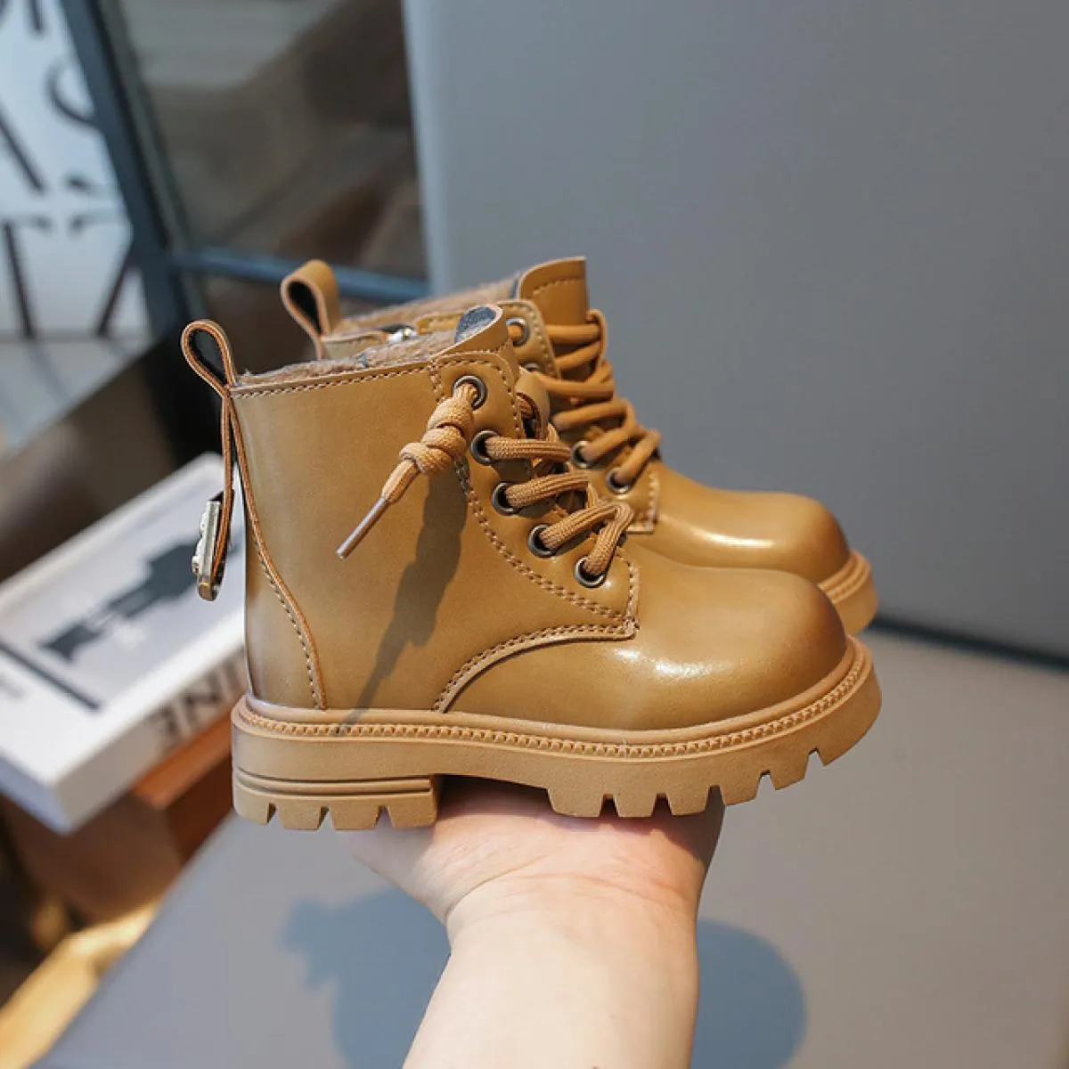 Stivali in pelle per ragazze Stivali da principessa Sytle Inghilterra Stivaletti per bambini Autunno Inverno con suola morbida p