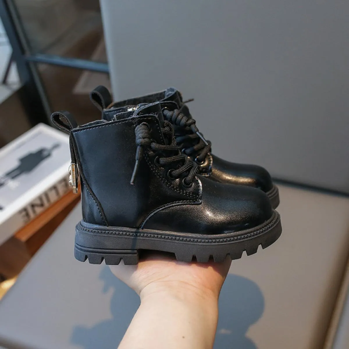 Stivali in pelle per ragazze Stivali da principessa Sytle Inghilterra Stivaletti per bambini Autunno Inverno con suola morbida p