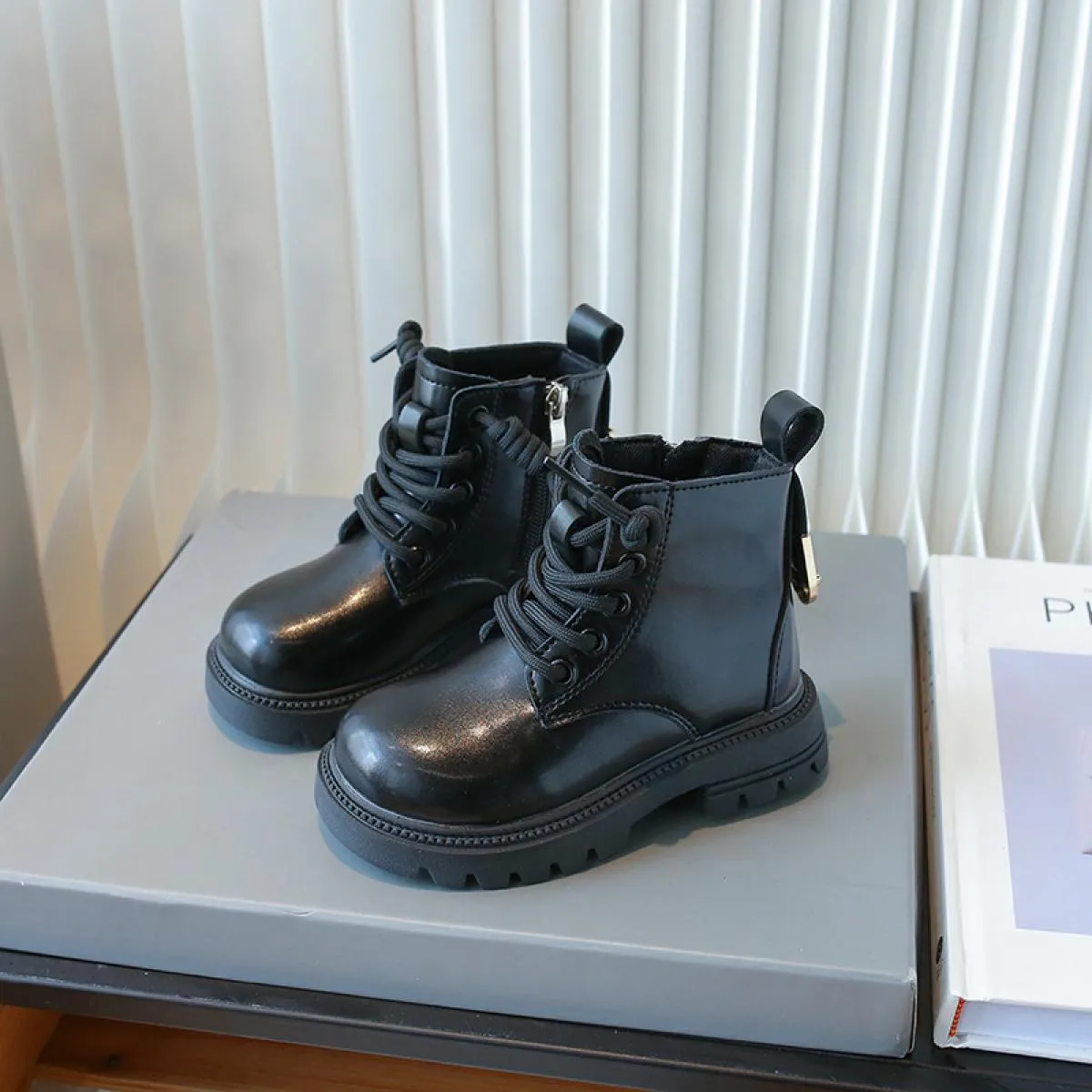 Stivali in pelle per ragazze Stivali da principessa Sytle Inghilterra Stivaletti per bambini Autunno Inverno con suola morbida p