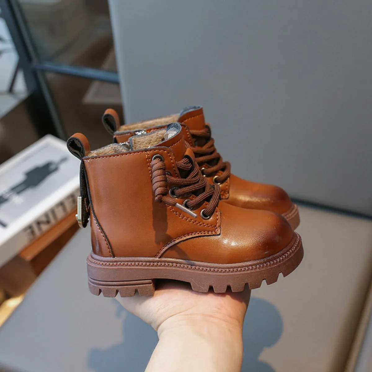 Stivali in pelle per ragazze Stivali da principessa Sytle Inghilterra Stivaletti per bambini Autunno Inverno con suola morbida p