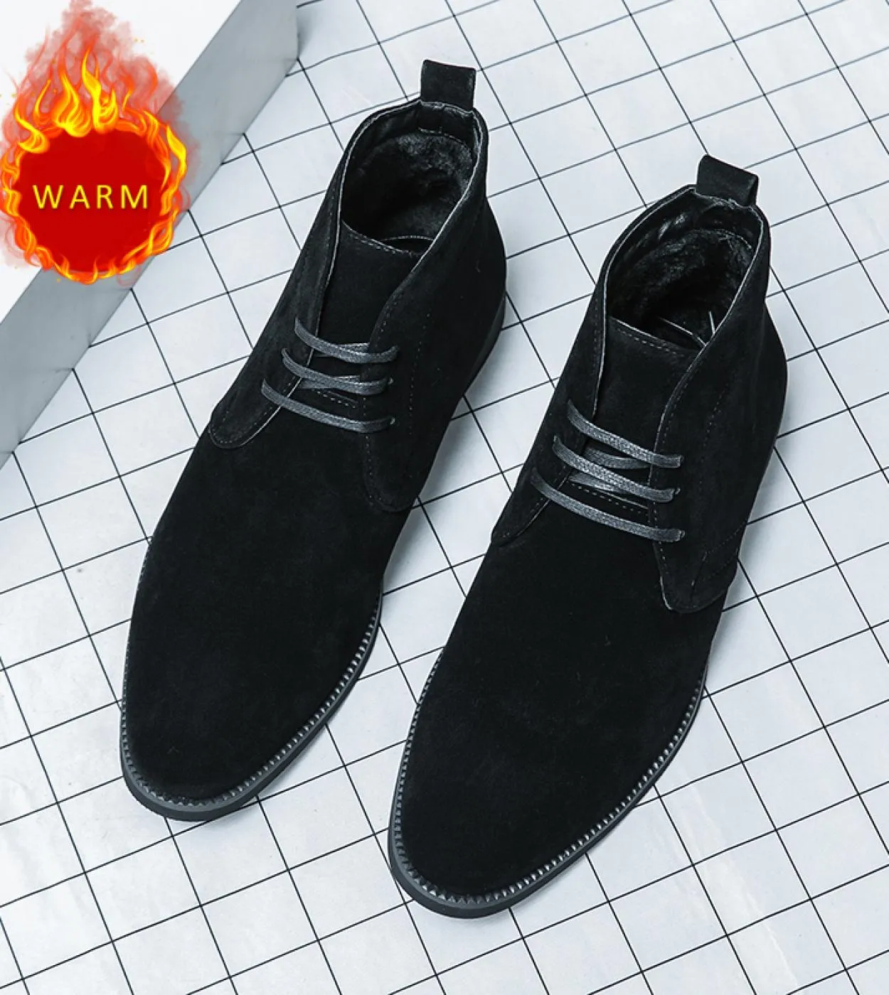 Stivali invernali da uomo nuovi Caldi peluche allinterno di stivali alti in pelle Scarpe casual Stivali con plateau Stivaletti