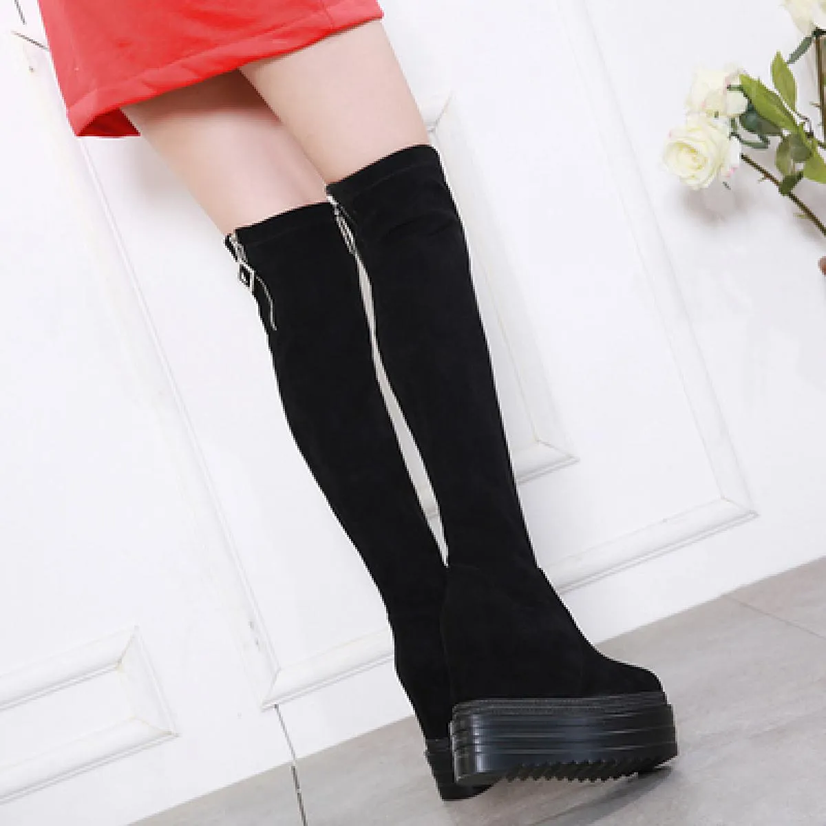 Stivali lunghi Gambe skinny Stivali al ginocchio skinny Stivali Donna Stivali lunghi elasticizzati da donna Stivali da donna
