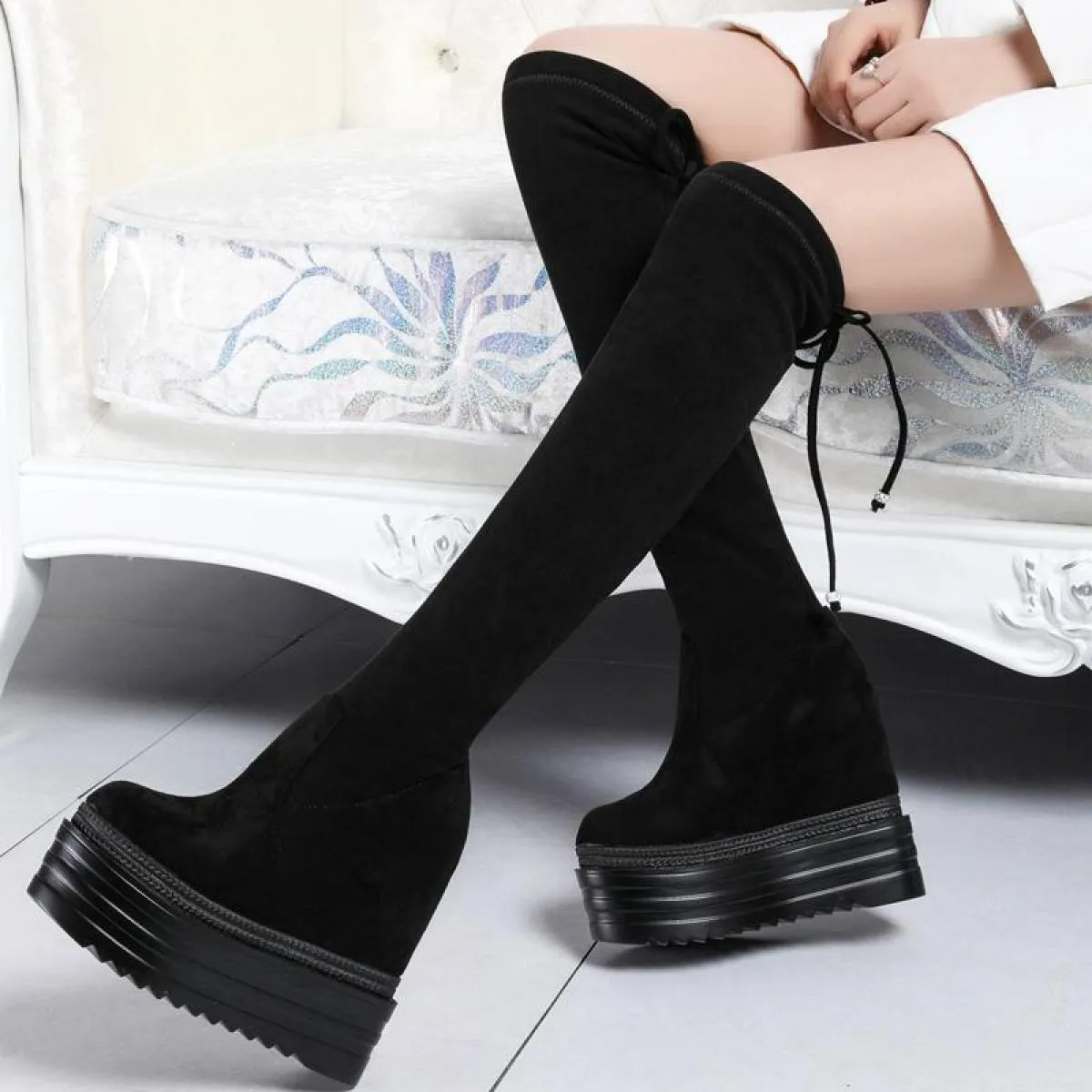 Stivali lunghi Gambe skinny Stivali al ginocchio skinny Stivali Donna Stivali lunghi elasticizzati da donna Stivali da donna