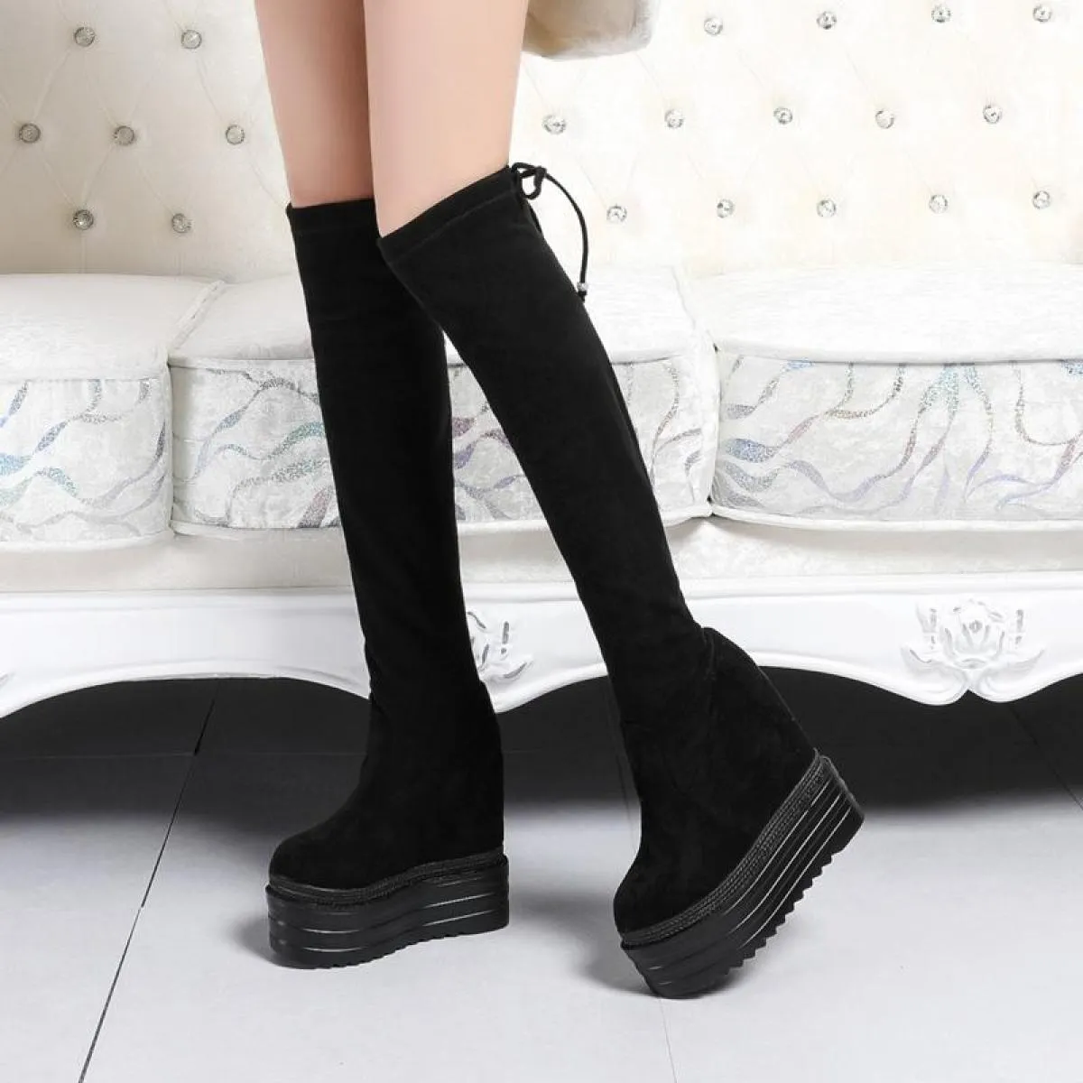 Stivali lunghi Gambe skinny Stivali al ginocchio skinny Stivali Donna Stivali lunghi elasticizzati da donna Stivali da donna