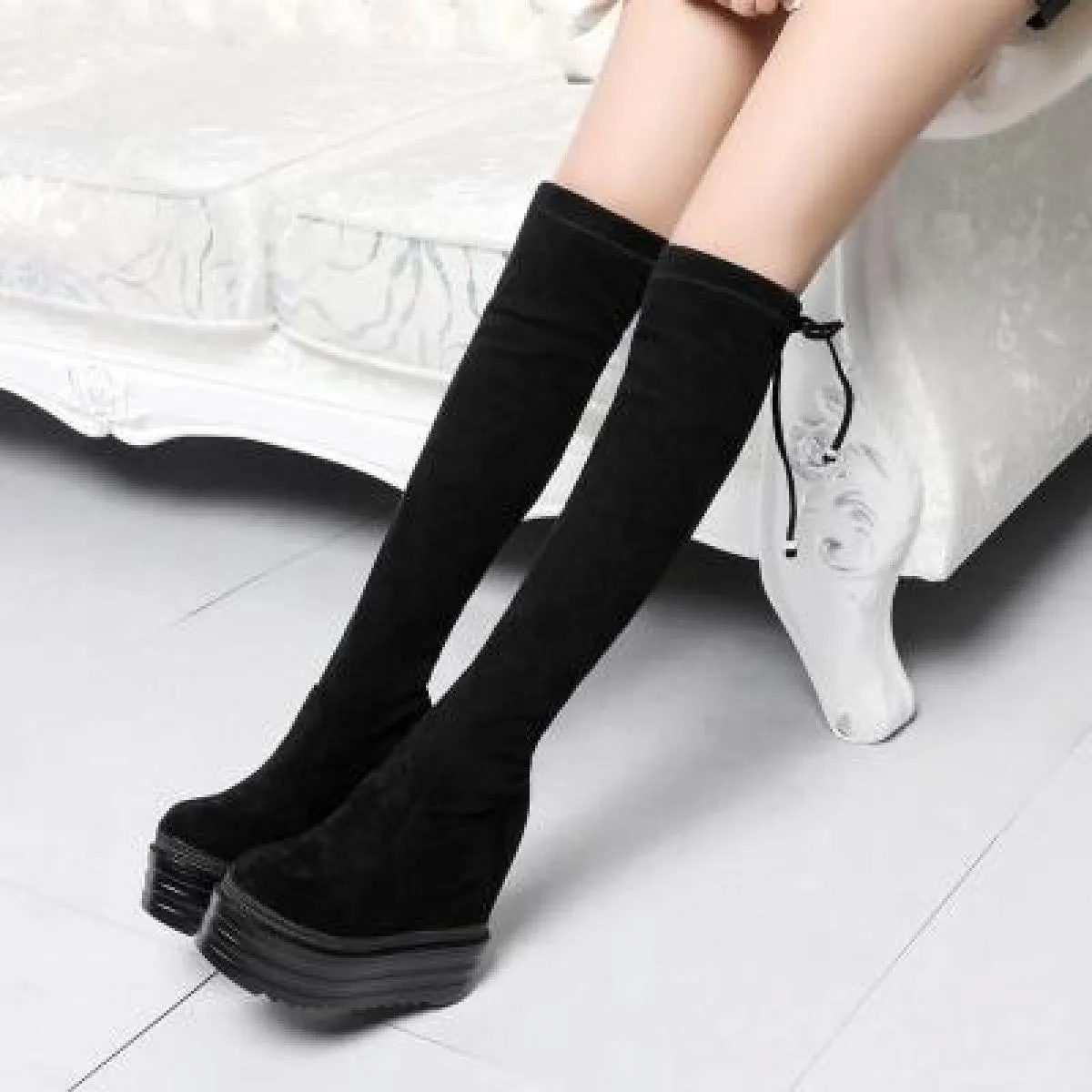 Stivali lunghi Gambe skinny Stivali al ginocchio skinny Stivali Donna Stivali lunghi elasticizzati da donna Stivali da donna