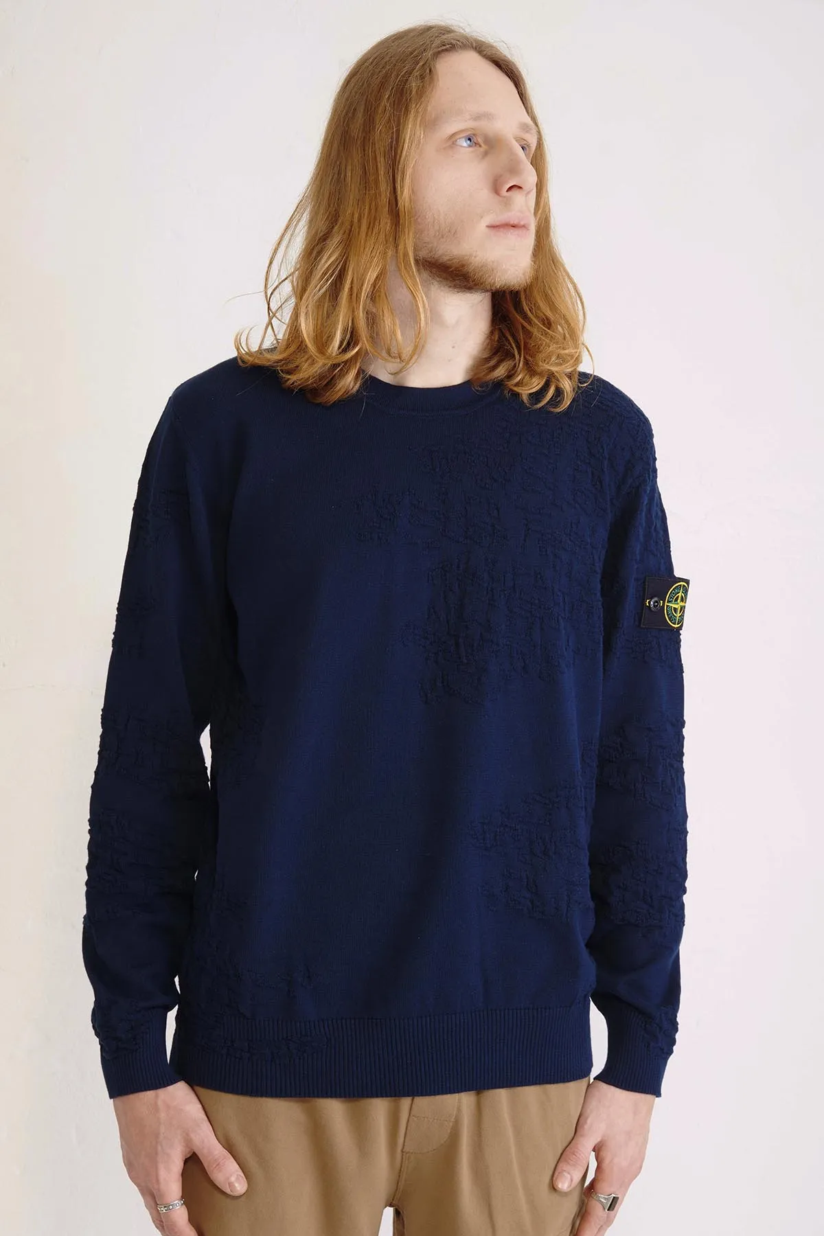 STONE ISLAND Maglia girocollo con lavorazione in rilievo