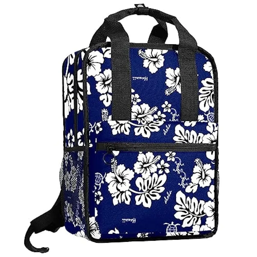 suojapuku Zaino casual per uomo e donna Zaino classico di base,Fiore tropicale retrò blu,Zaino universitario piccolo zainetto 23