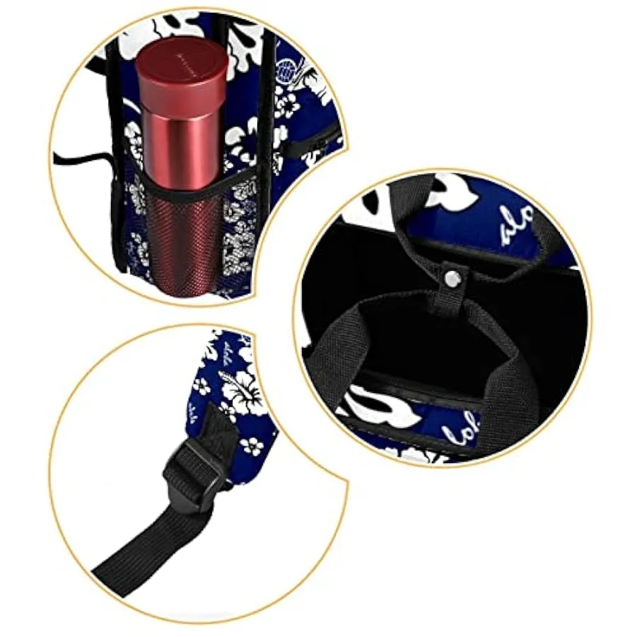 suojapuku Zaino casual per uomo e donna Zaino classico di base,Fiore tropicale retrò blu,Zaino universitario piccolo zainetto 23