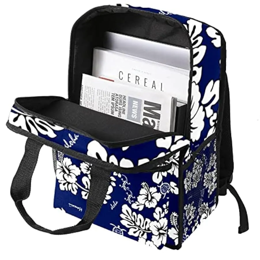 suojapuku Zaino casual per uomo e donna Zaino classico di base,Fiore tropicale retrò blu,Zaino universitario piccolo zainetto 23