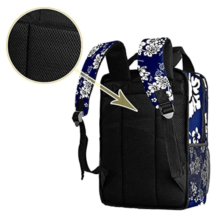 suojapuku Zaino casual per uomo e donna Zaino classico di base,Fiore tropicale retrò blu,Zaino universitario piccolo zainetto 23