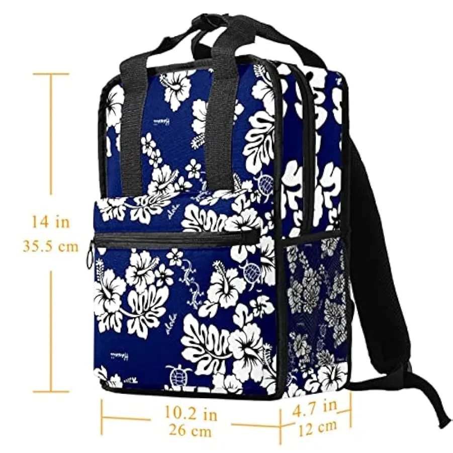 suojapuku Zaino casual per uomo e donna Zaino classico di base,Fiore tropicale retrò blu,Zaino universitario piccolo zainetto 23