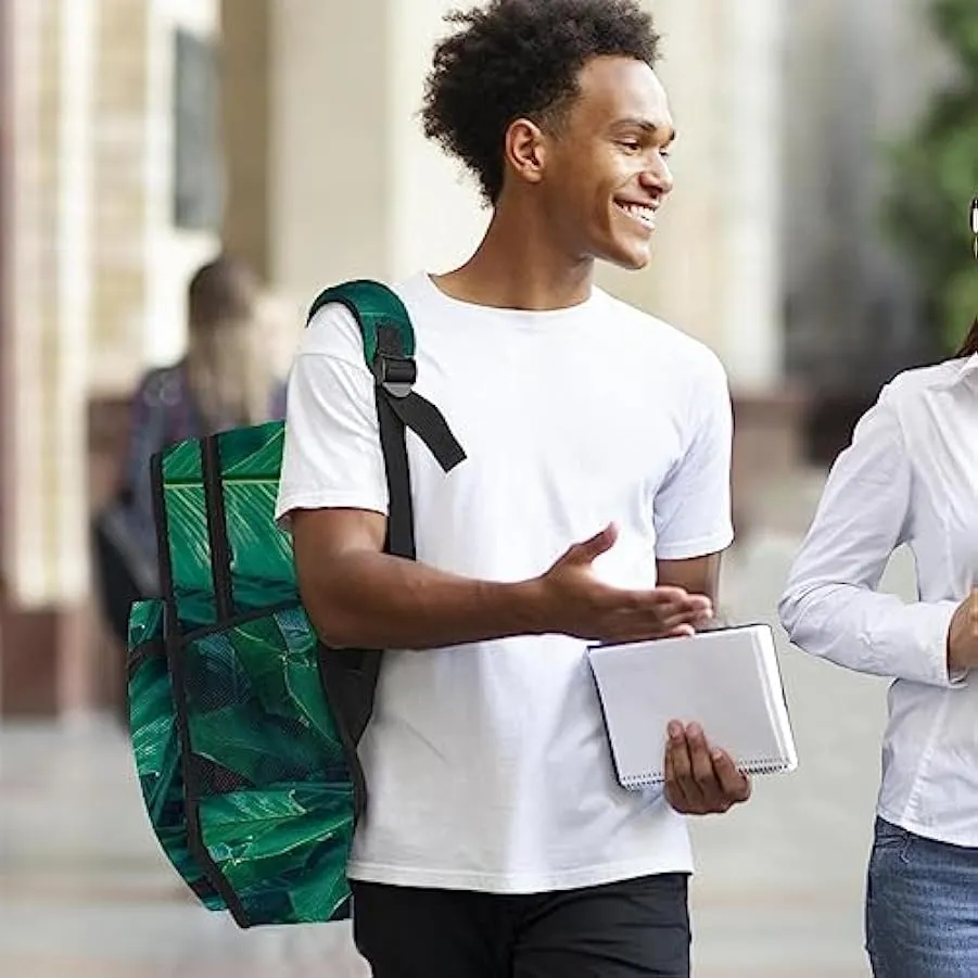 suojapuku Zaino casual per uomo e donna Zaino classico di base,foglie di palma estive tropicali,Zaino universitario piccolo zain