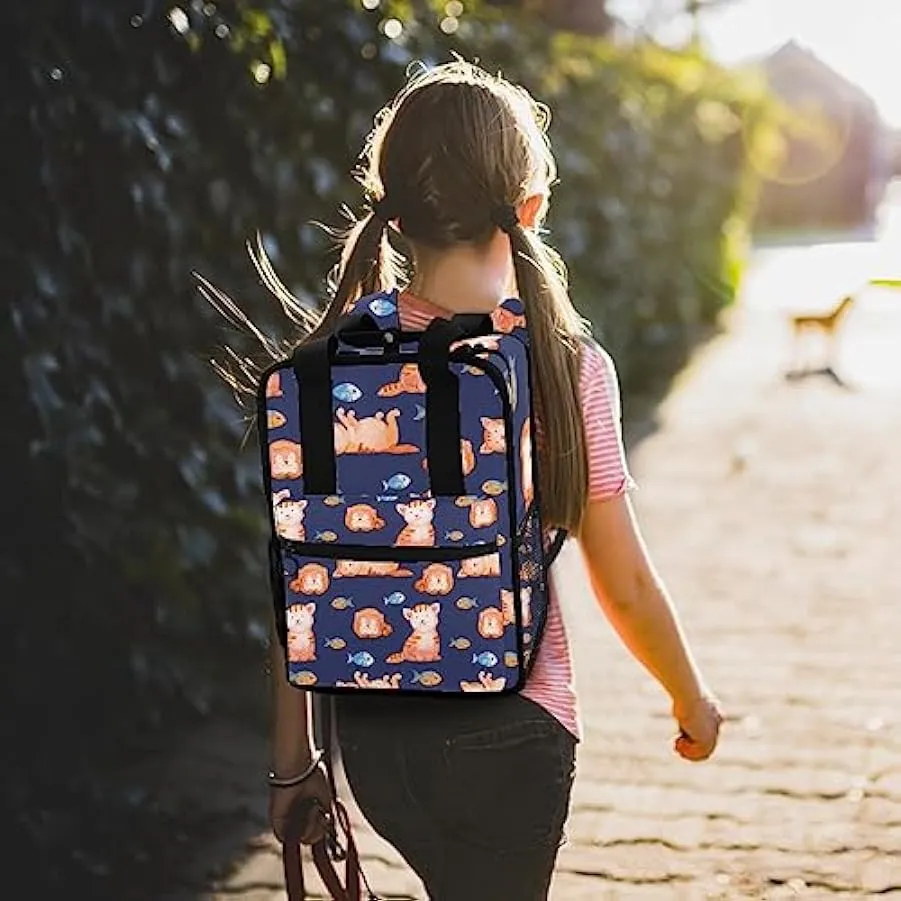 suojapuku Zaino casual per uomo e donna Zaino classico di base,pesci e gatti dell’acquerello,Zaino universitario piccolo zainett