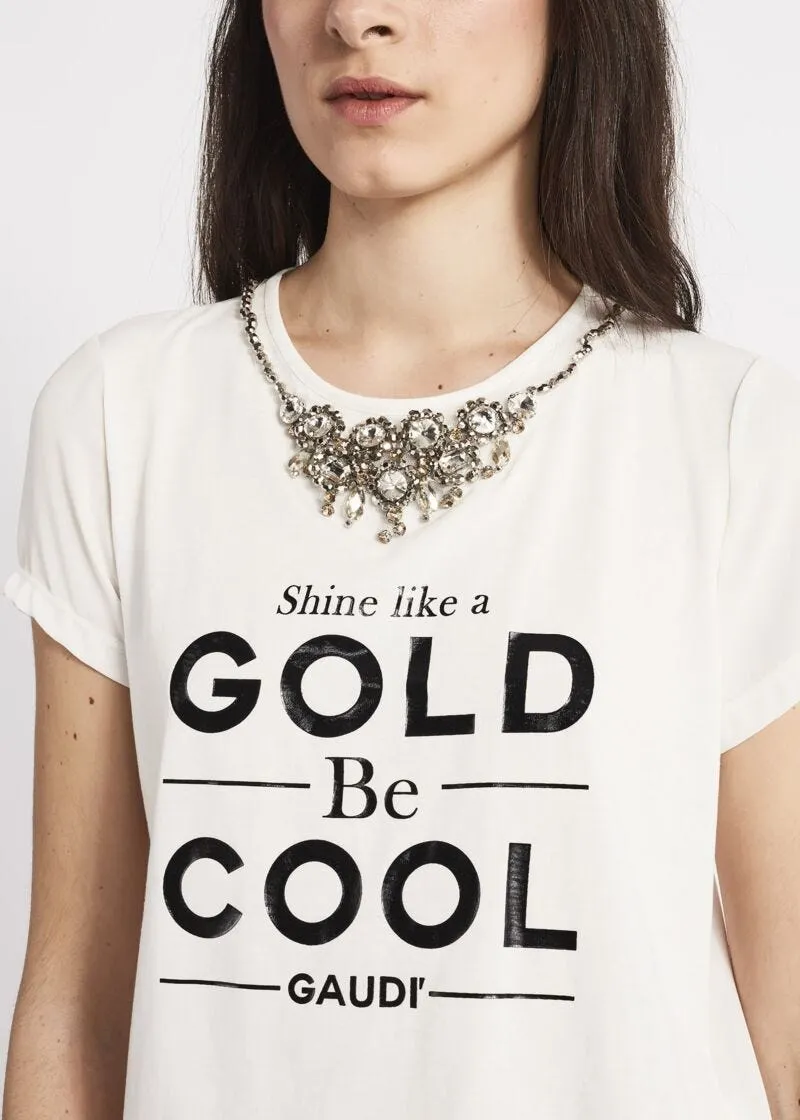 T-shirt con applicazioni gioiello