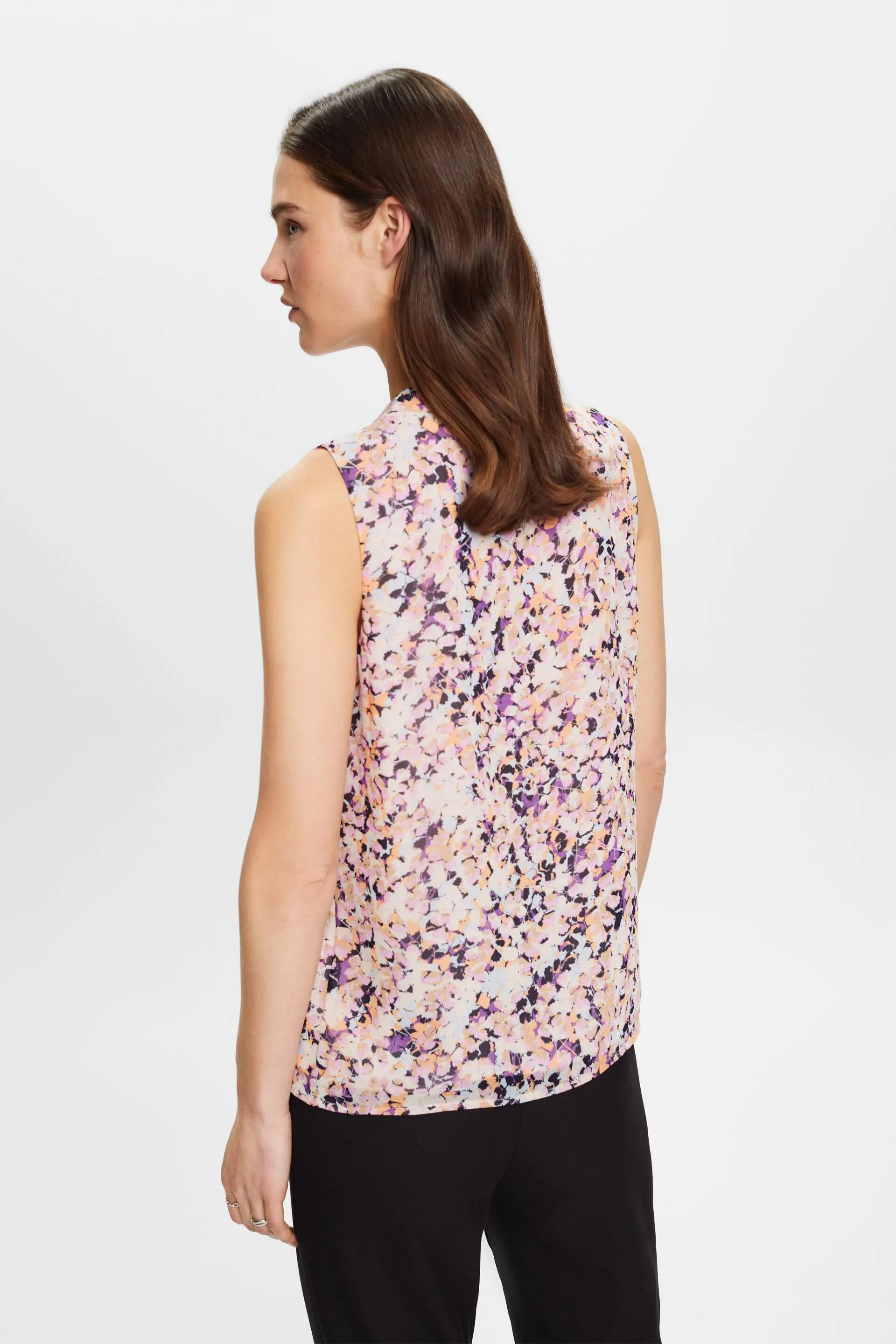 Top in crêpe di chiffon con motivo floreale