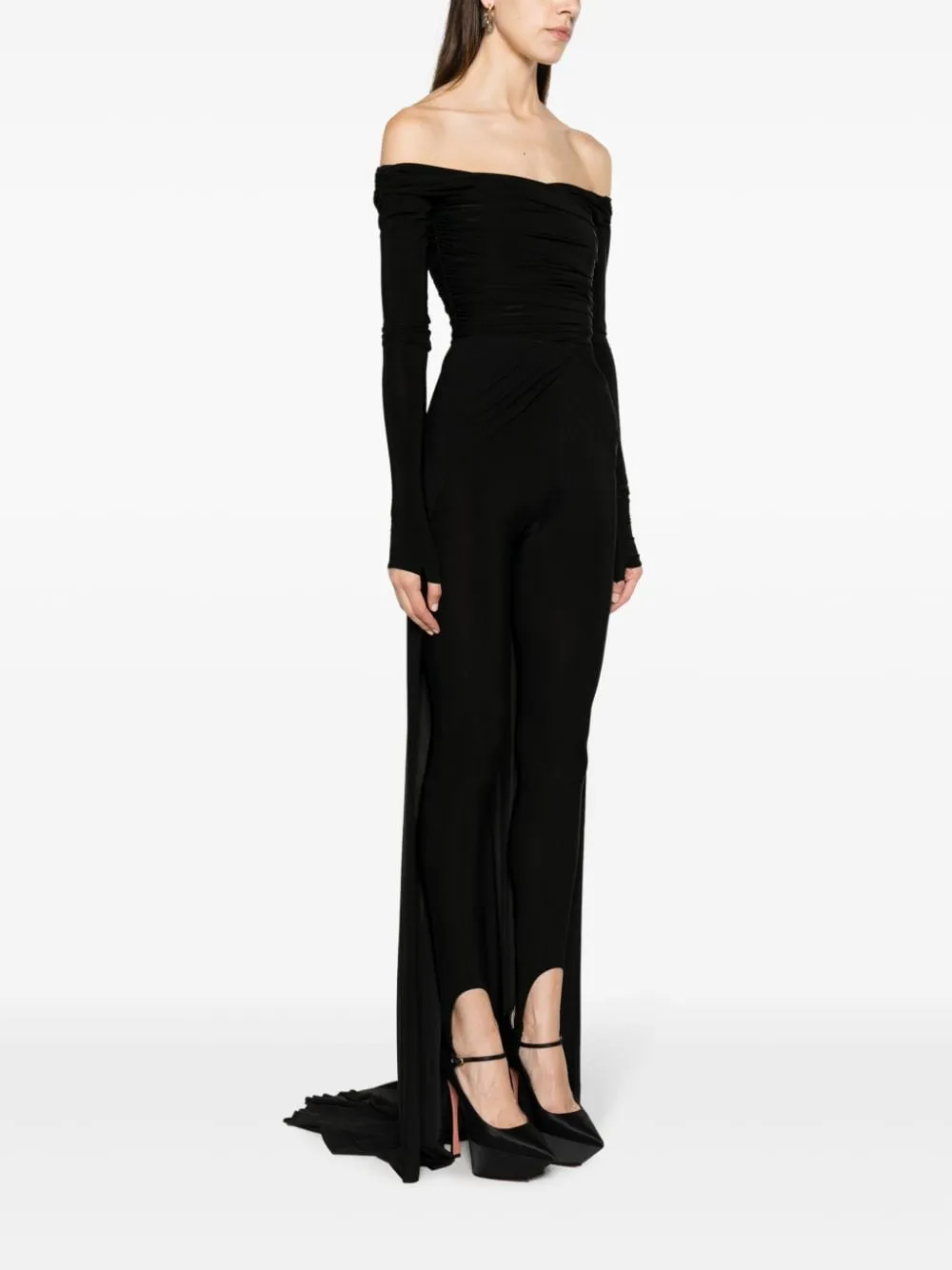 Tuta intera con spalle scoperte in nero - donna