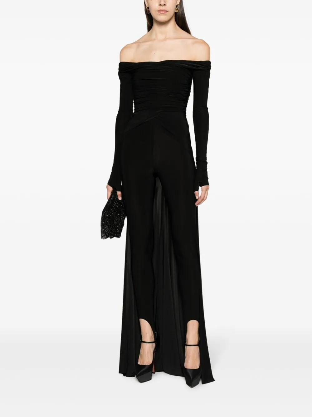 Tuta intera con spalle scoperte in nero - donna