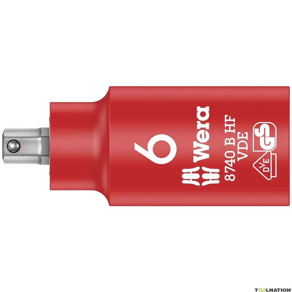 Wera 05004902001 8740 B VDE HF Presa esagonale Zyklop Bit cap, isolata, con attacco da 3/8", con funzione di tenuta, 6 x 55