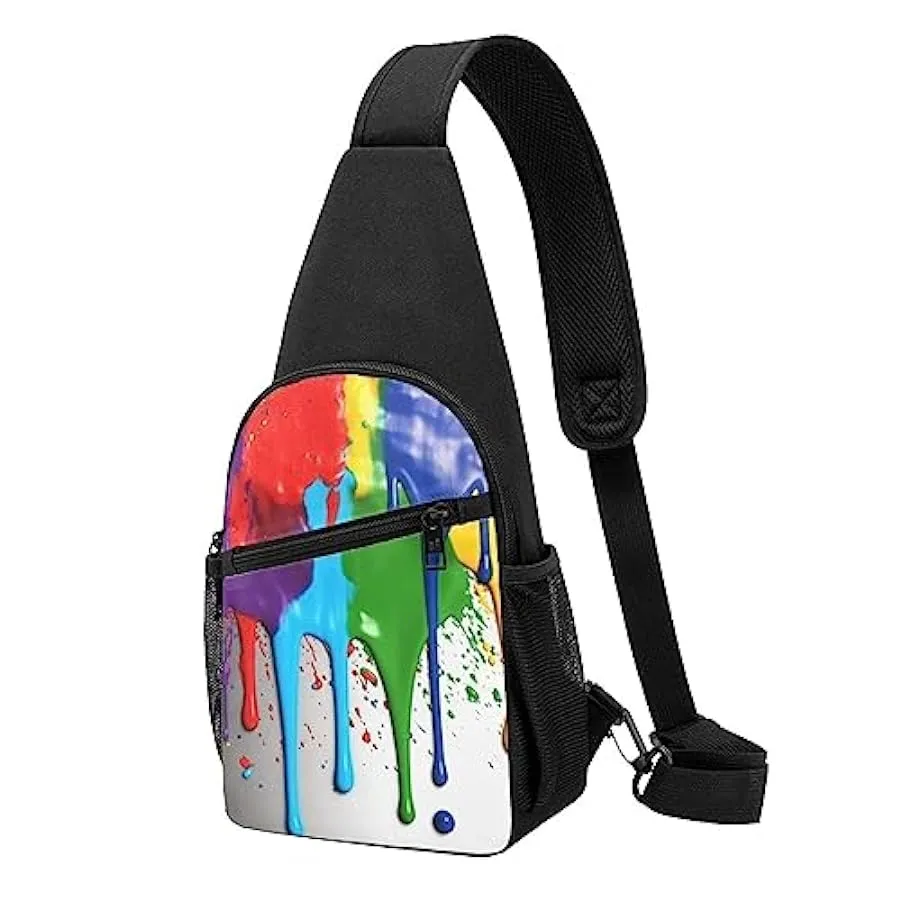 Zaino a tracolla unisex con stampa di schizzi di vernice, Nero , Taglia unica 209026232
