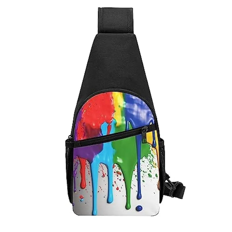 Zaino a tracolla unisex con stampa di schizzi di vernice, Nero , Taglia unica 209026232