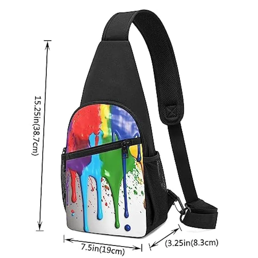 Zaino a tracolla unisex con stampa di schizzi di vernice, Nero , Taglia unica 209026232