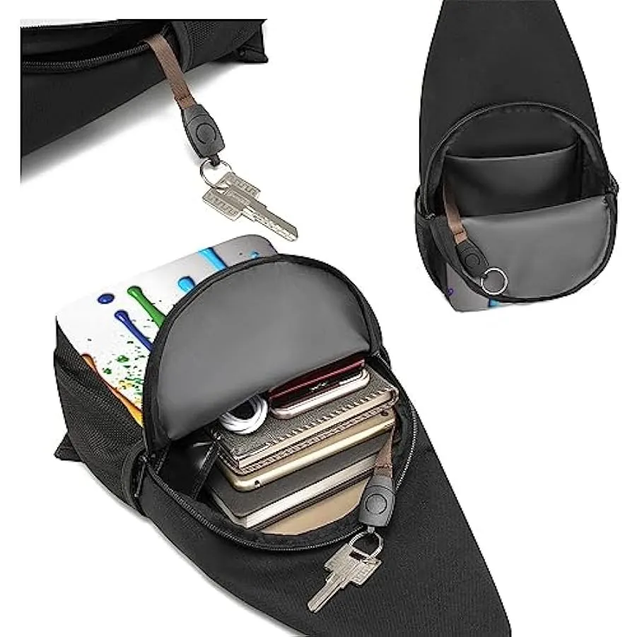 Zaino a tracolla unisex con stampa di schizzi di vernice, Nero , Taglia unica 209026232