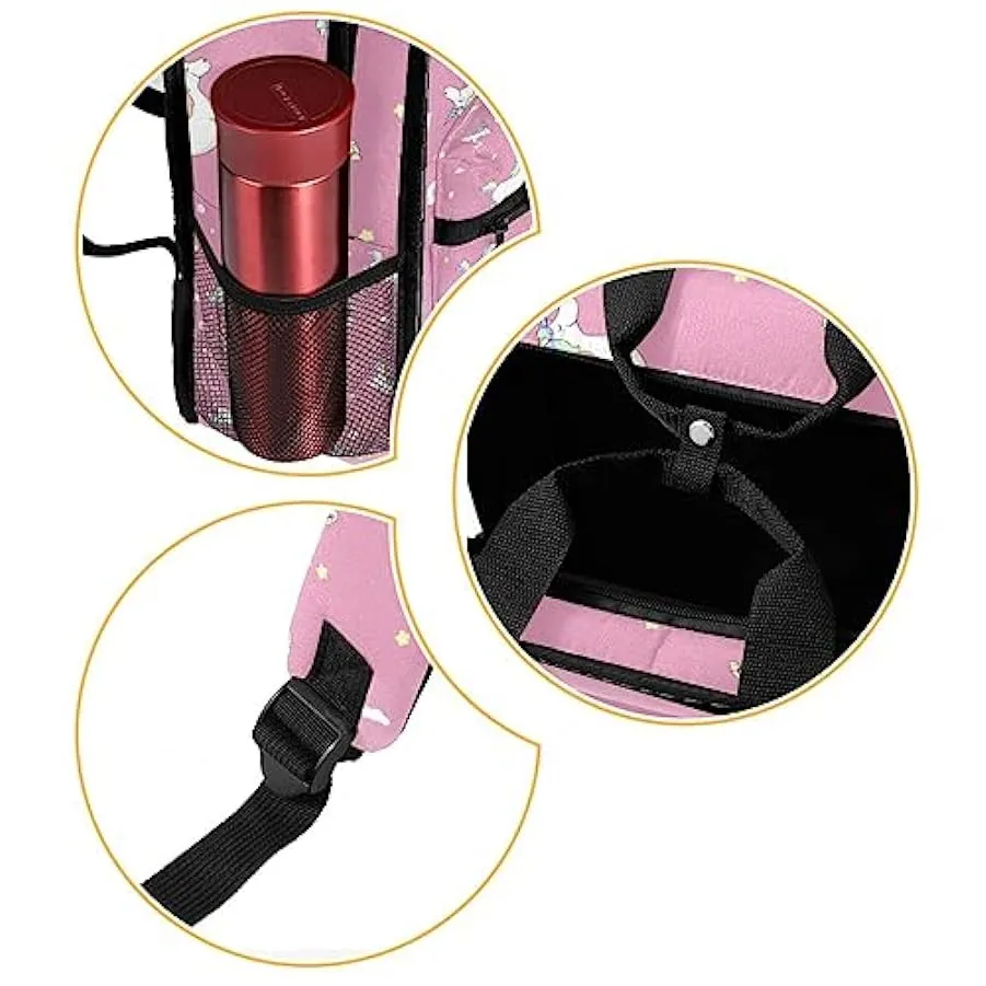 Zaino casual per uomo e donna Zaino classico di base,unicorno su sfondo rosa,Zaino universitario piccolo zainetto 207036224